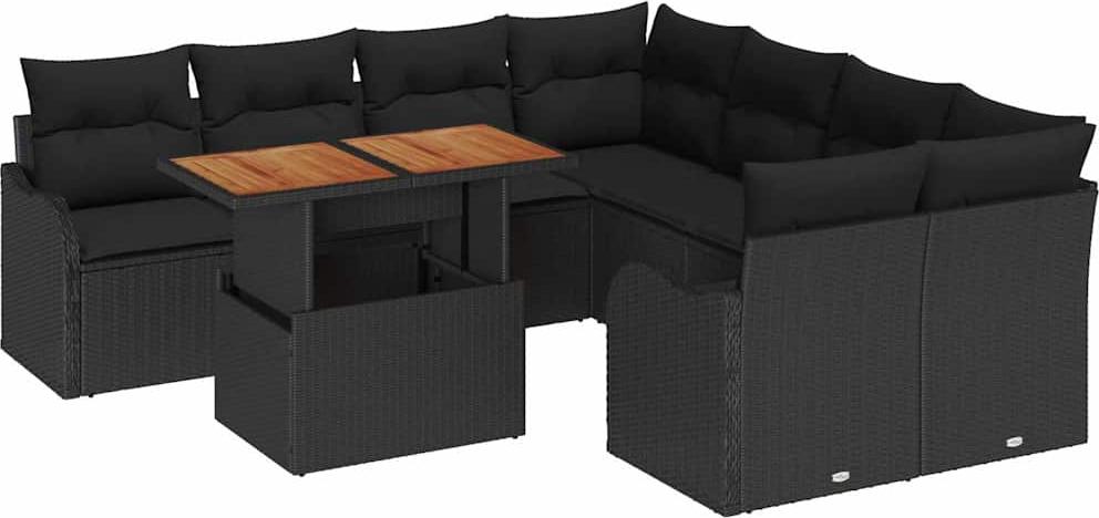 vidaXL Garten-Sofa-Set 7 stk. 6-Sitzanzahl Schwarz