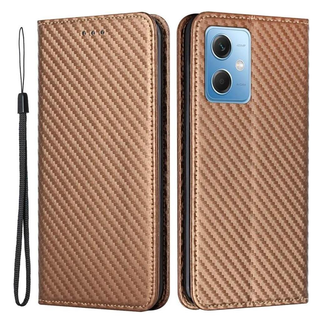 Cover-Discount Xiaomi Poco X5 - Carbon Look Flip Case Hülle braun (Xiaomi Poco X5) (660130589B)