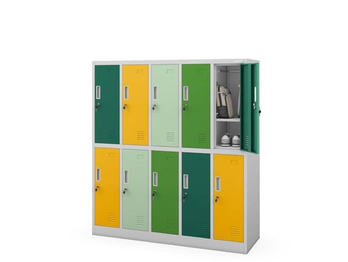 Jan Nowak Armoire Vestiaire 5B2AS Casier Metallique 10 Compartiments revêtement en Poudre 150 cm x 136 cm x 45 cm (Multicolore)