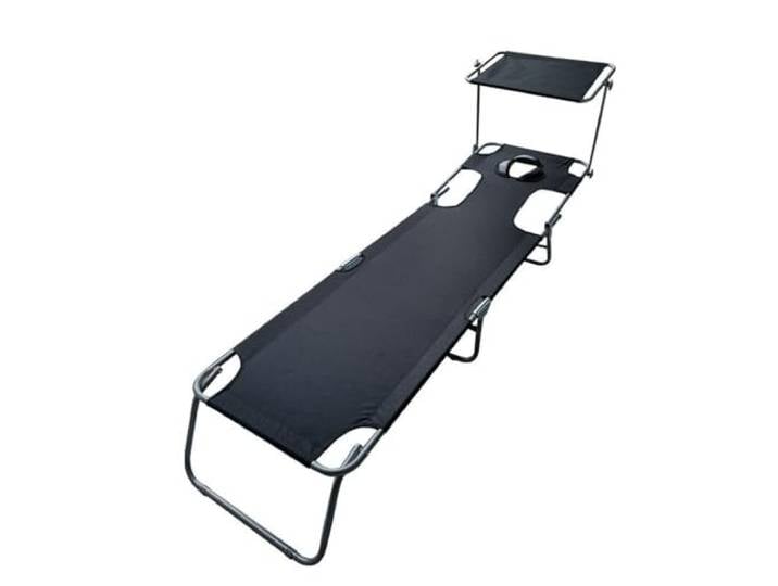Xumh2024-3 Klappbett Outdoor Back Sun Klappbett, Lounge Chair, Überdachter Strand(Bruin)