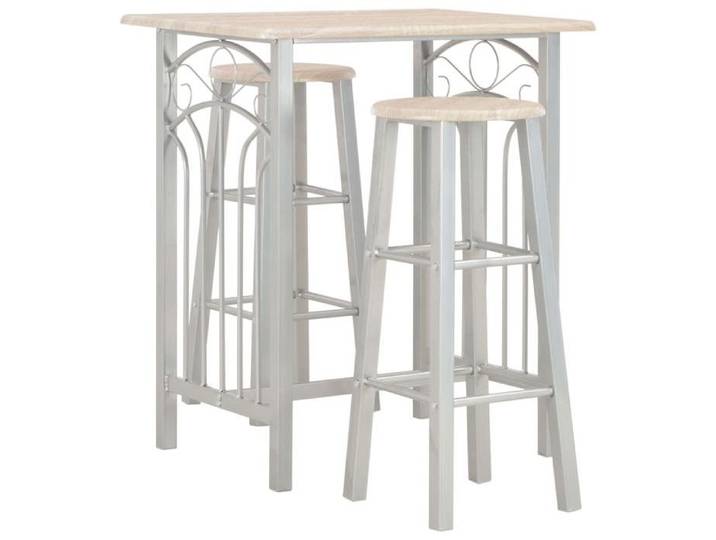 Promo été Ensemble de bar(3 pcs)- SWEETY - Table de bar + 2 Tabourets - Bois et acier 72 5x55x82 5cm 9767874