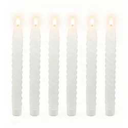 Relaxdays LED Stabkerzen 6er Set Weiß