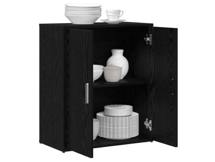 KTHLBRH Sideboard 2 Stück Eiche schwarz 60 x 31 x 70 cm mehrschichtiges 2 Reißverschlusstüren, 160 kg Kapazität, großer Raum, minimalistisches Design, für Esszimmer Wohnzimmer