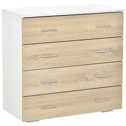 HOMCOM Kommode mit 4 Schubladen, Schlafzimmerkommode, Kommode für Wohnzimmer, Büro, Flur, moderner Stil, 76 x 35 x 72 cm