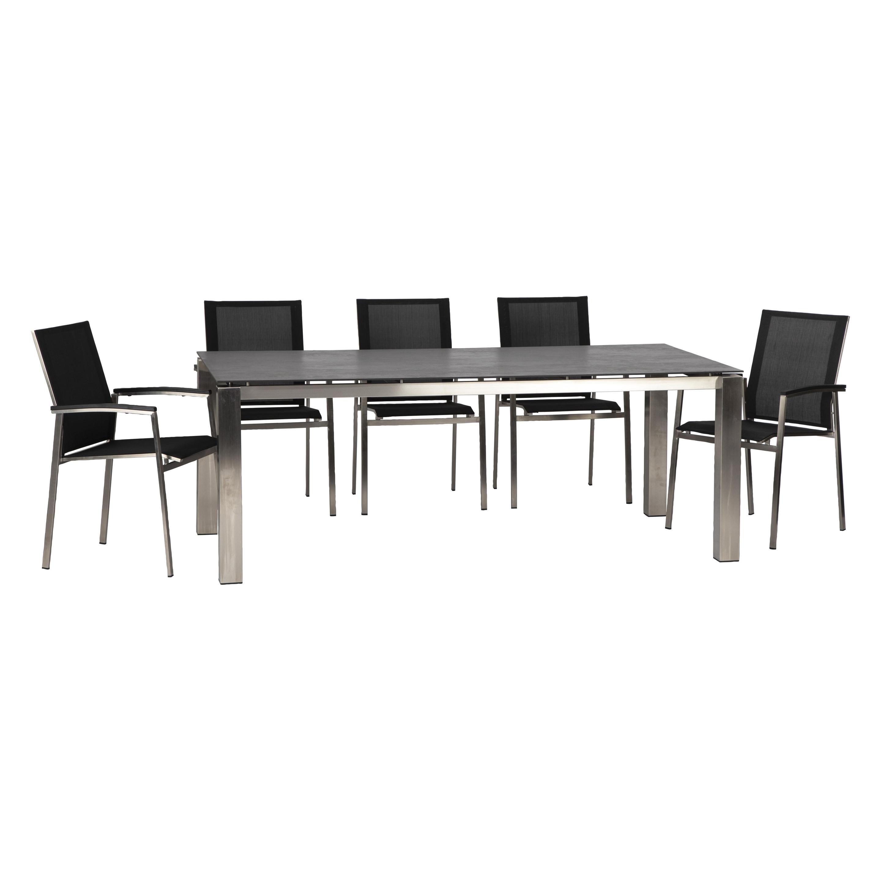 Acamp Set 6x AURIS Stapelsessel + AURIS Tisch 200x100cm (200 x 100 x 75.50 cm) (500227)