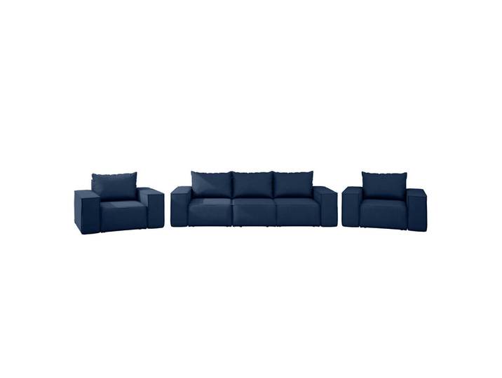 Kaiser Möbel Loungegarnitur Gartenmöbel set 3+1+1 für den Garten, Terrasse, gartenmöbel lounge set Sonne Exclusicve Marineblau, Dunkelblau, Holz, Gartenmöbel, Gartengarnituren, Gartenmöbel-Sets