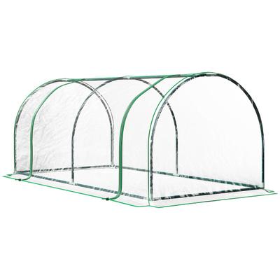 STILVORA Foliengewächshaus 200x100x80 cm mit Tür Grün pulverbeschichteter Stahlrahmen lichtdurchlässige Folie stabiler Bodenrahmen für Garten Balkon Terrasse