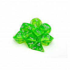 Chessex Würfel - Lab Dice - Translucent Rad Green/white (7+1 Würfelset-Tube) 293613
