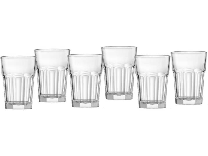 Gläser-Set RITZENHOFF & BREKER Riad , transparent, H:12cm Ø:8cm, Glas, Trinkgefässe, Gläser-Set, Facetten-Optik, 6-teilig