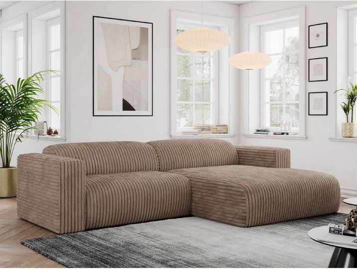 MKS MÖBEL Ecksofa PASADENA, Set, Wellenfedern, Polsterschaum, Kunststoffbeine, freistehendes Ecksofa L-Form, breite Armlehnen, Federsitz