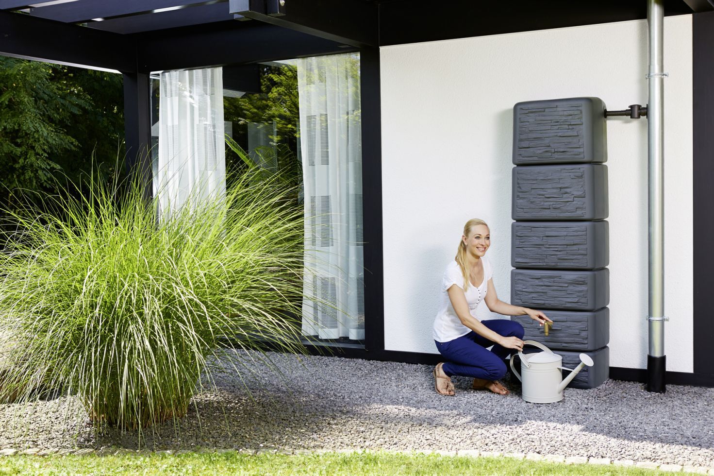4rain Regenwasser-Wandtank Slim graphitgrau 500 L