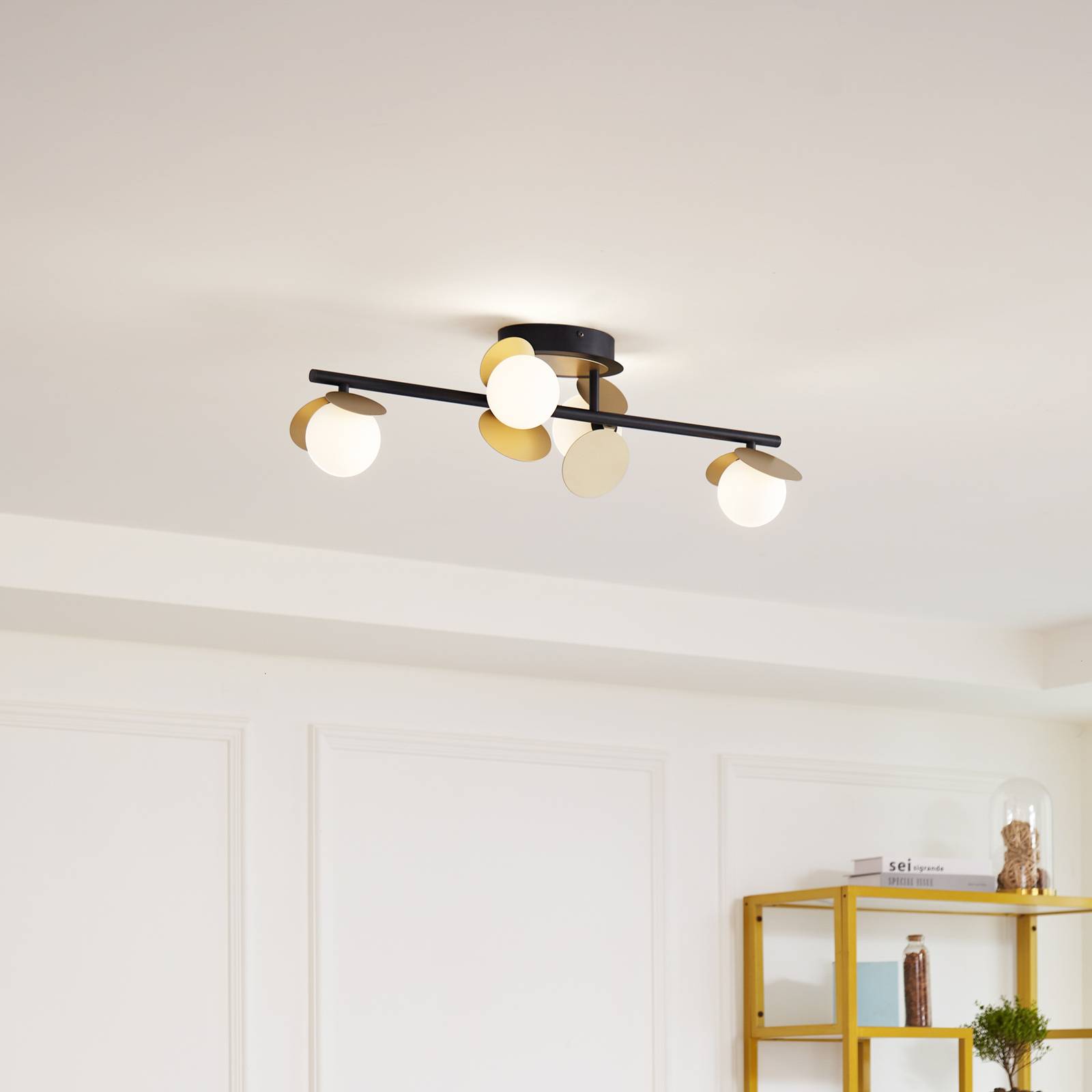 LED Ceiling Light Pallo Lucande, dimmable, Black, Living / Dining Room, metal, Modern, Ceiling Light