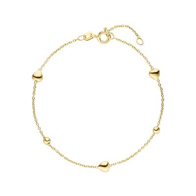Armband JOBO "Herz Kugel", gold (goldfarben), Armbänder, Damen, 19cm, Silber 925 (Sterlingsilber), Armband, 925 Silber vergoldet 19 cm