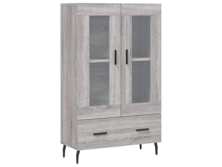 KGFHERENB Highboard Grau Sonoma 69,5x31x115 cm Kommode mit Glastüren Stilvoller Beistellschrank mit Glastüren und stabilen Metallbeinen für viel Stauraum im Wohnzimmer oder Flur.