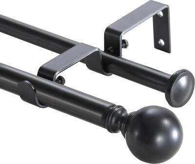Urbanest Round Ball Designer Double Drapery Adjustable Curtain Rod & Hardware