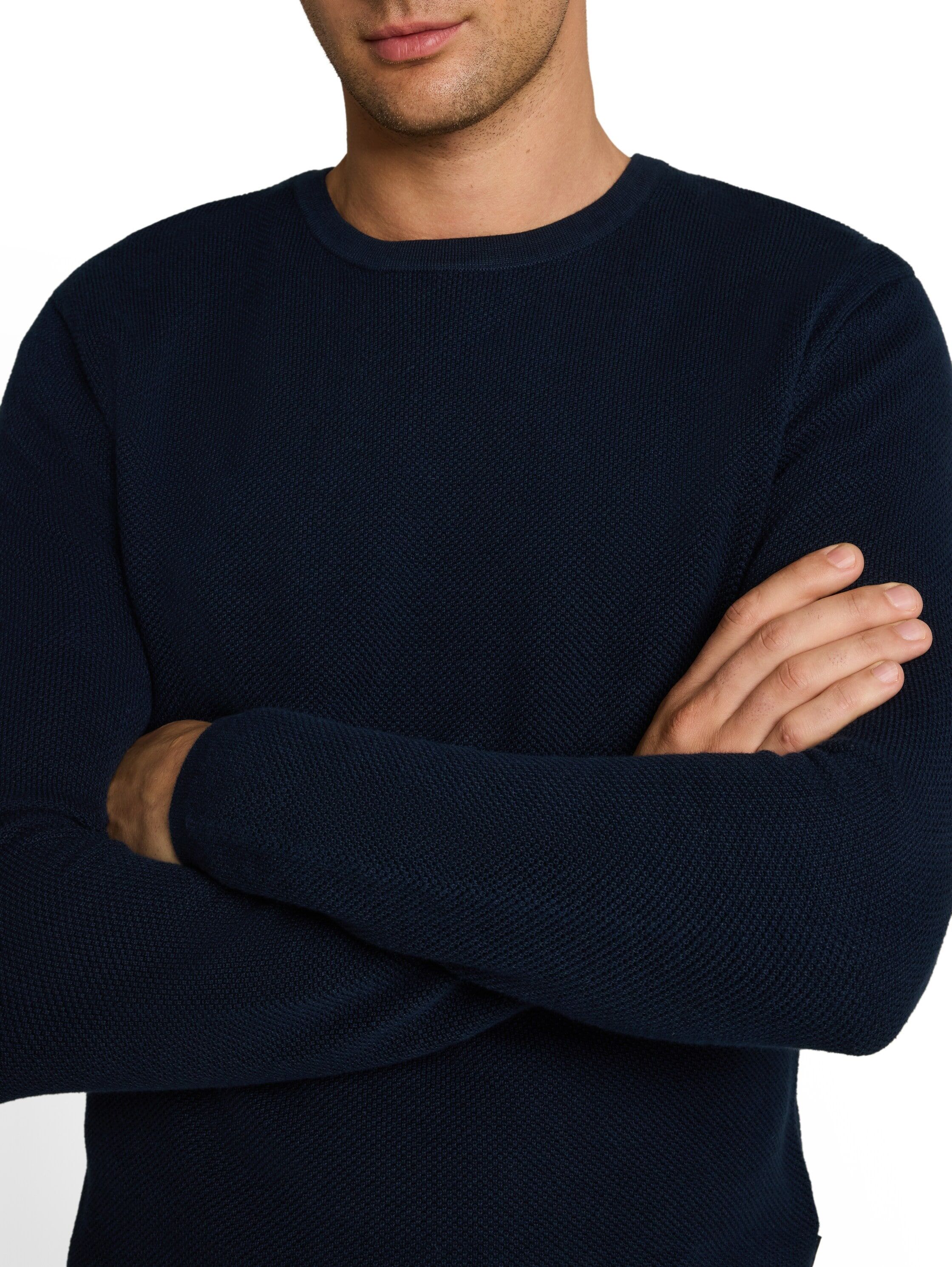 Strickpullover TOM TAILOR DENIM, Herren, Gr. S, blau (sky captain blau), Strick, Obermaterial: 100% Baumwolle, Rundhals, Pullover Strickpullover sky captain blau S