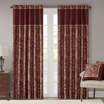 Jla Home/Bed Aubrey Wide Tailored Curtain Pair Merlot, 100 x 108, Merlot