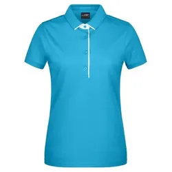 Damen Poloshirt Single Stripe JN725, türkis/weiß, Größe XXL - türkis - XXL