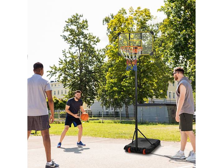 SPORTNOW Panier Basket Réglable 2,1-2,4m Base Roues Jaune