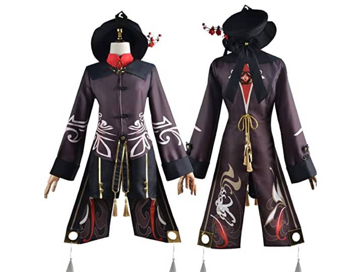 PUYYDS Anime Cosplay Spiel Hu Tao Genshin Impact Hutao Kostüm Uniform Perücke Sexy Cosplay im chinesischen Stil Halloween-Kostüme für Frauen