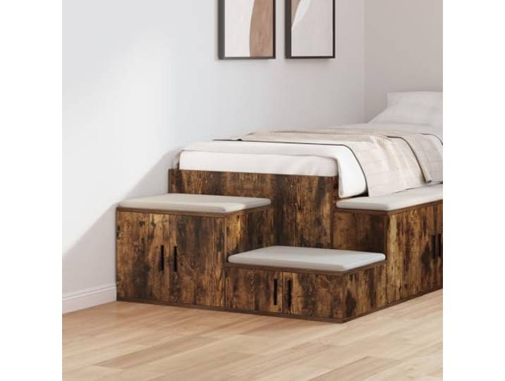 Beistellschrank Räuchereiche 127x41x40 cm Holzwerkstoff mit großer Schublade und Regal, massiver Eichenkonstruktion, modernes Design für Schlafzimmer, Wohnzimmer