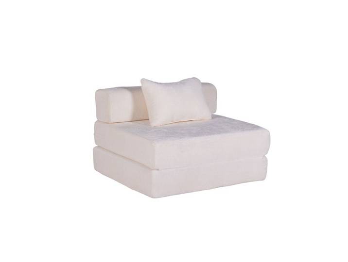 Canapé-lit pliable en mousse haute densité avec housse en peluche fauteuil convertible 2-en-1 beige