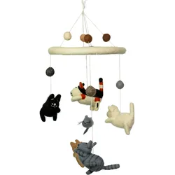 Handmade Felt Mobile - Cat & Mice