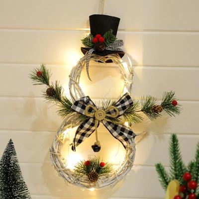 Snug & Styled LED Christmas Vine Ring With Lights Festive Garland Decoration For Home, Hotel & Event Displays black White Grid