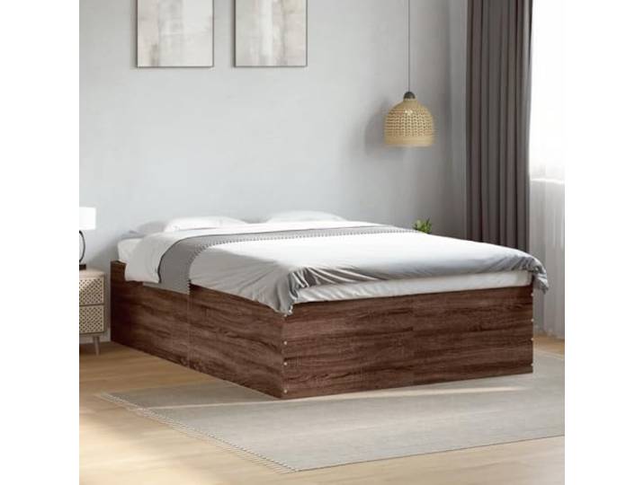 RJPLMFV Bettgestell, 120 x 190 cm, Eiche, Braun Langlebiges Holzwerkstoff, Lattenrost inklusive, modernes Design, ohne Matratze