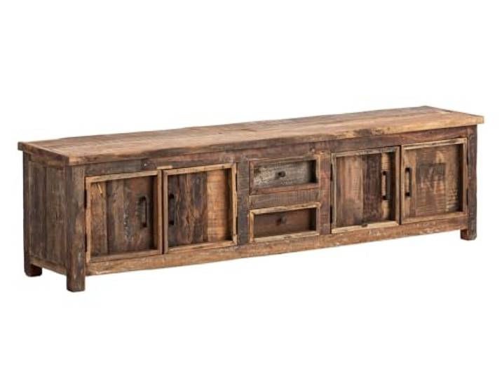 Woodkings TV-Bank Sumatra Altholz Lowboard 185x50x40 cm Fernsehbank für Wohnzimmer Bank rustikal mit 4 Türen & 2 Schubladen