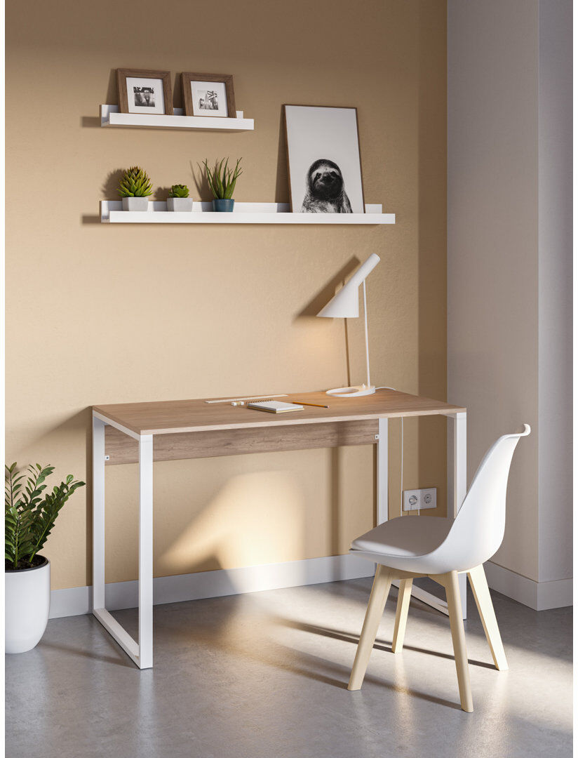 17 Stories Beveridge Writing Desk Sapphire Oak 75cm H X 110cm W X 60cm D