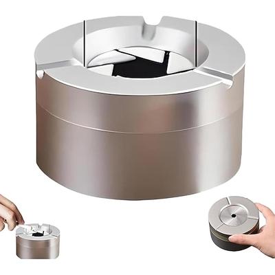 360° drehbarer Aschenbecher aus Aluminiumlegierung mit Drehverschlussdeckel, geruchsdicht und auslaufsicher Windfester Zigarettenhalter für Auto, Büro oder Zuhause, tragbar und leicht zu reinigen