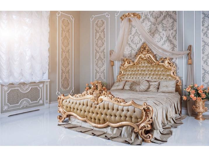 Fototapete PAPERMOON KÖNIGLICHES BETT-LUXUS SCHLAFZIMMER DEKOR KLASSISCH XXL , bunt, B:1,5m L:1,11m, Vlies, Tapeten, Fototapete