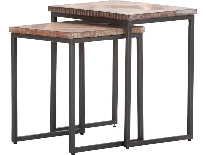 Beistelltisch, Massivholz & Metall, Braun/Grau, 51×40 cm, Rechteckig, Gutmann-Factory