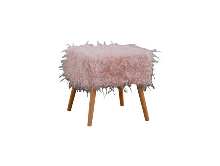 Kawola Fellhocker Fynn Pink, Rosa, Fell, Rechteckig, 42x45x42 cm, Wohnzimmer, Sessel, Hocker & Hockerbänke, Sitzhocker