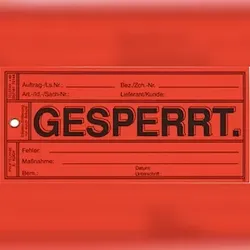 Papieranhänger: Gesperrt - Karton = 500 Stk - 150x70 mm