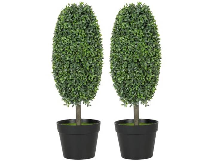 HOMCOM 2er-Set Künstliche Buchsbaum 60 cm Kunstpflanze im Olivenform