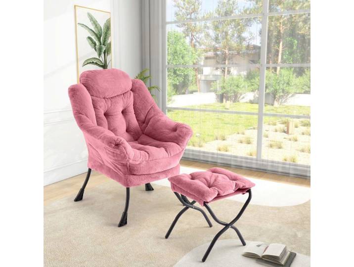 Fauteuil relax avec repose-pieds - GARVEE - Repose-pieds pliable - Charge maximale 180 kg - Revêtement antidérapant