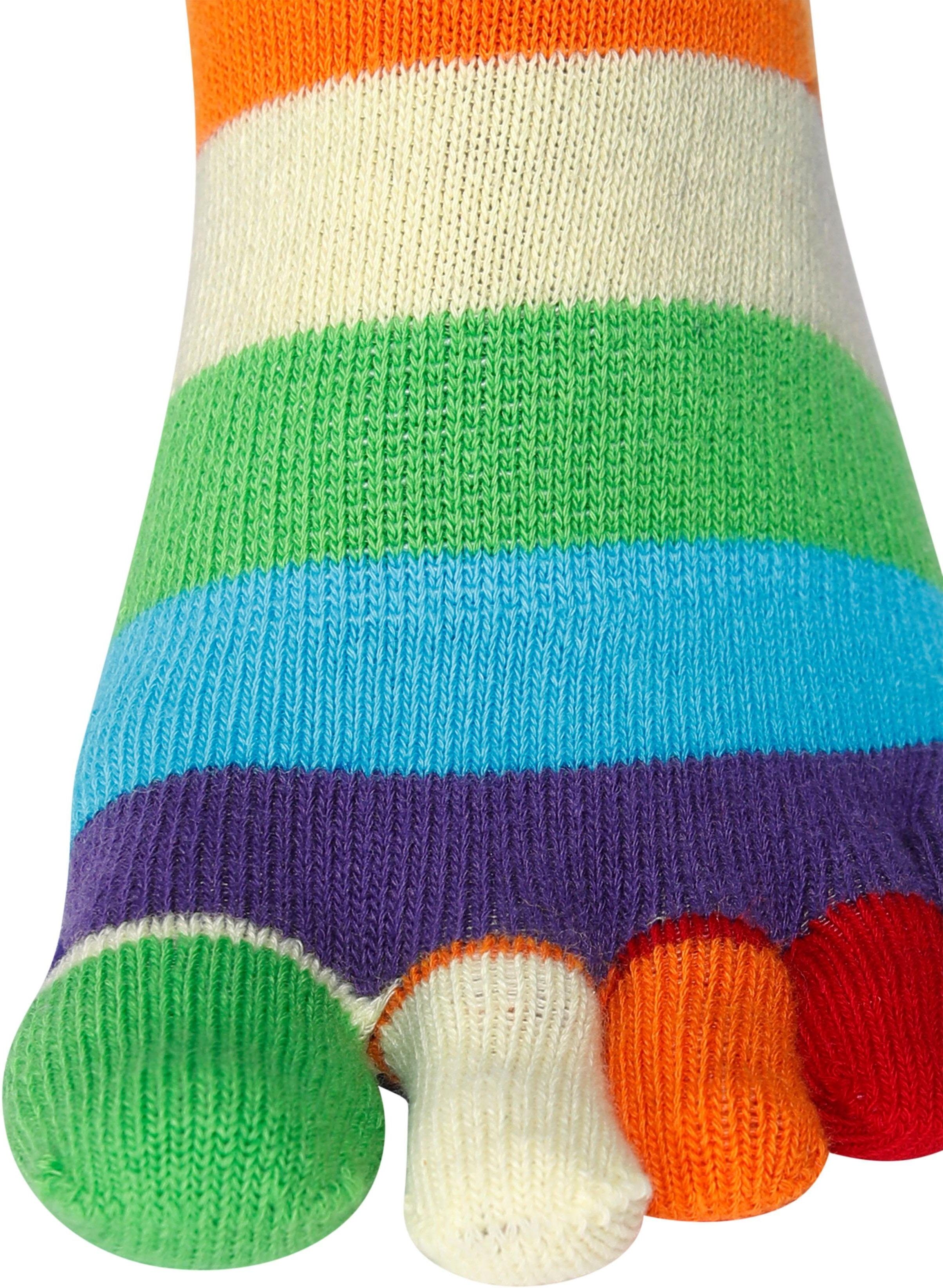 Zehensocken H.I.S "Fünf Finger Socken, Zehenspalt Design, Geeignet für den Alltag", Damen, Gr. 35-42, bunt (1x bunt), Baumwolle, Elasthan, Polyamid, Polyester, uni und gemustert, elastisch, Socken Zehensocken, im Streifenmuster weich und atmungsaktive Bau