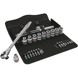 Wera 8100 SC 10 Zyklop Metal-Knarrensatz, Durchsteckvierkant, 1/2"-Antrieb, zöllig, 28-teilig - 05004080001