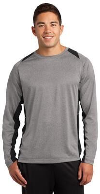 Sport-Tek ST361LS Long Sleeve Heather Colorblock Contender Top in Vintage Heather/Black size 4XL   Polyester