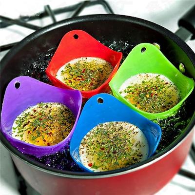 4 Stück Set Silikon Ei Wilderer Koch Wilderer Schoten Pfanne Form Küchenwerkzeug Backen pochierte Tasse