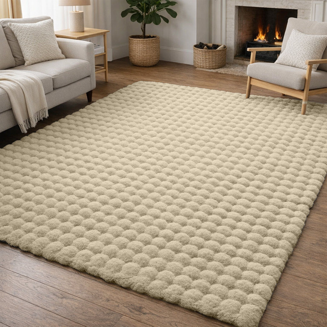 17 Stories Modern Bubble Textured Shag Area Rug Beige Rectangle 160 x 230 cm