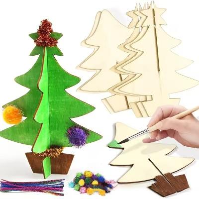 Uplifted Finds 70pcs Wooden DIY Christmas Tree Craft Set For Kids And Adults Three Dimensional Holiday Painting And Decoration Kit 70pcs Wooden DIY Christmas Tree Craft Set For Kids And Adults Three Dimensional Holiday Painting And Decoration Kit