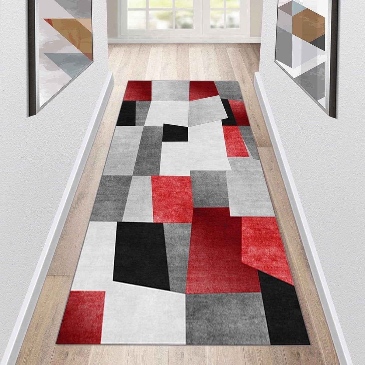 Rood Vloerkleed Loper voor Gang, Keuken of Badkamer - Polyester - 60 x 100 cm