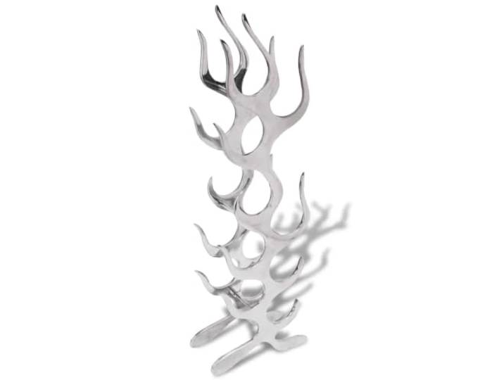 XHNIFBN Weinregal Aluminium Silber 9 Flaschen Flammenform 94 cm Elegantes Flaschenregal im Flammendesign fuer Wohnzimmer und Bar, poliertes Aluminium zur Lagerung von 9 Weinen.