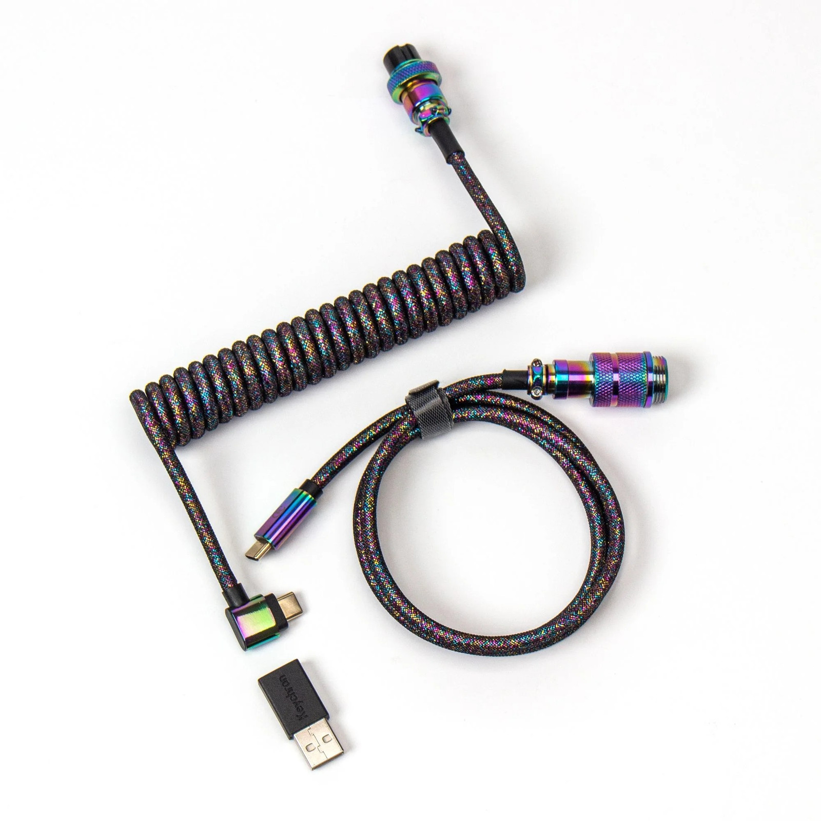 Keychron USB 3.2 Gen 1 Premium spiraalkabel met Aviator-connector, USB-C naar USB-C, zwart, 1,08 meter, haakse connector