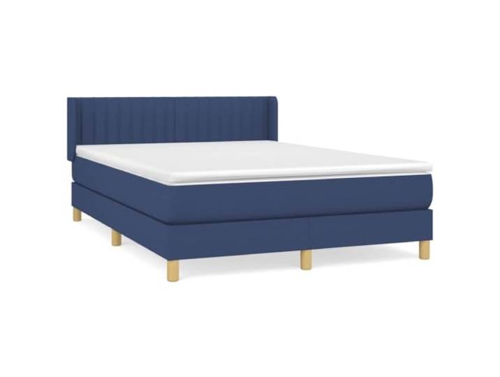 KKgypkn Boxspringbett mit Taschenfederkernmatratze Blau 140x190 cm Stoff, höhenverstellbares Kopfteil, mittelharte Unterstützung, atmungsaktiv und langlebig