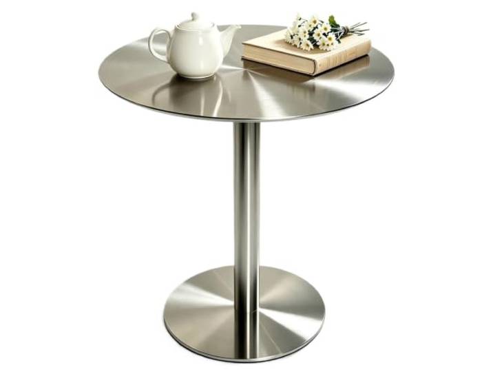 Getränke-Couchtisch, Beistelltische, Bistro-Pub-Tisch aus Edelstahl Thekenhoher Bar-Esstisch, platzsparender Nachttisch, Sofatisch(Round,70x70x75cm)