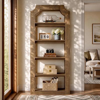 BLUEBELL 70.9″ Tall 5‑Tier Farmhouse Bookshelf –Spacious Storage